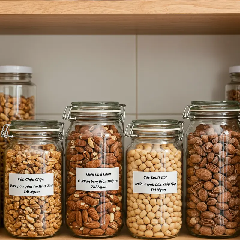 Hạt điều rang giòn tạo hương vị bùi ngậy cho bánh Trung Thu thập cẩm.