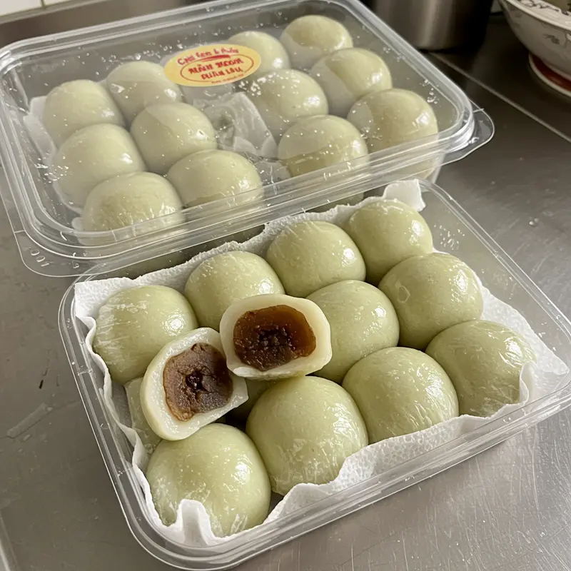 Nguyên liệu chuẩn bị làm vỏ bánh mochi dẻo dai.