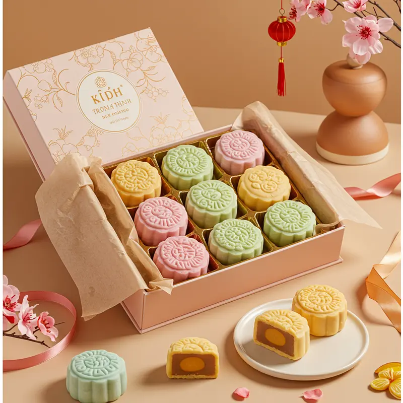 Trên bàn bếp là đầy đủ nguyên liệu và dụng cụ làm bánh dẻo mini nhỏ gọn.