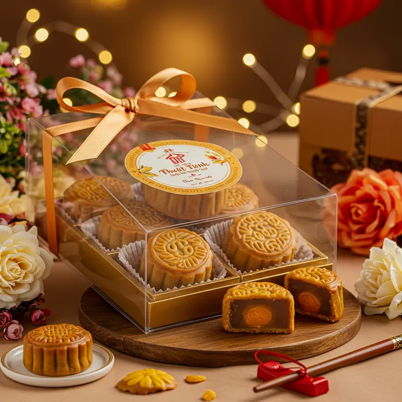 Nguyên liệu làm bánh trung thu mini được chuẩn bị đầy đủ và chính xác.