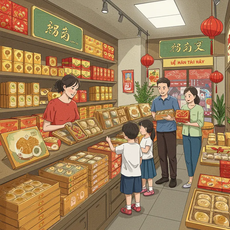 Hộp bánh trung thu mochi đa dạng màu sắc và hương vị hiện đại.