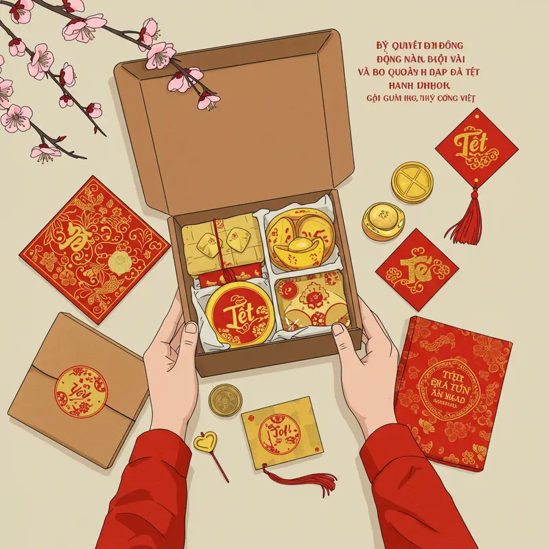 Hộp quà Tết handmade với những sản phẩm thủ công rực rỡ, đậm chất truyền thống.