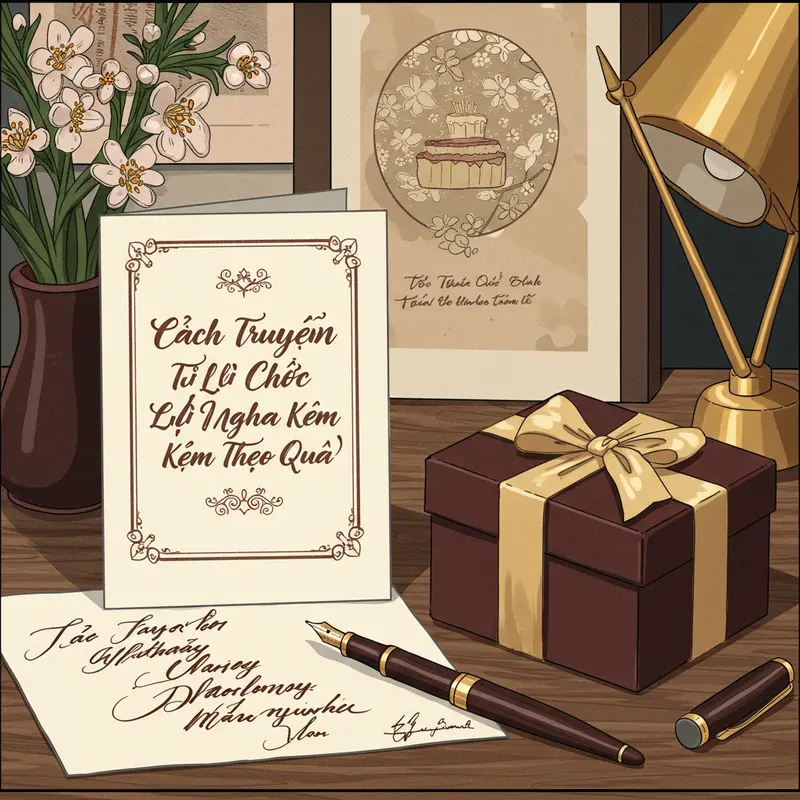 Hộp quà sang trọng đặt trên bàn làm việc doanh nhân.