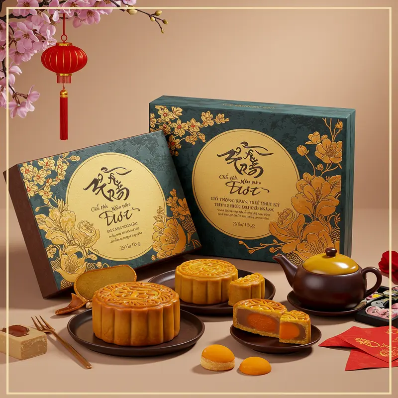 Hộp bánh Trung Thu sang trọng tôn vinh giá trị quà tặng doanh nghiệp.