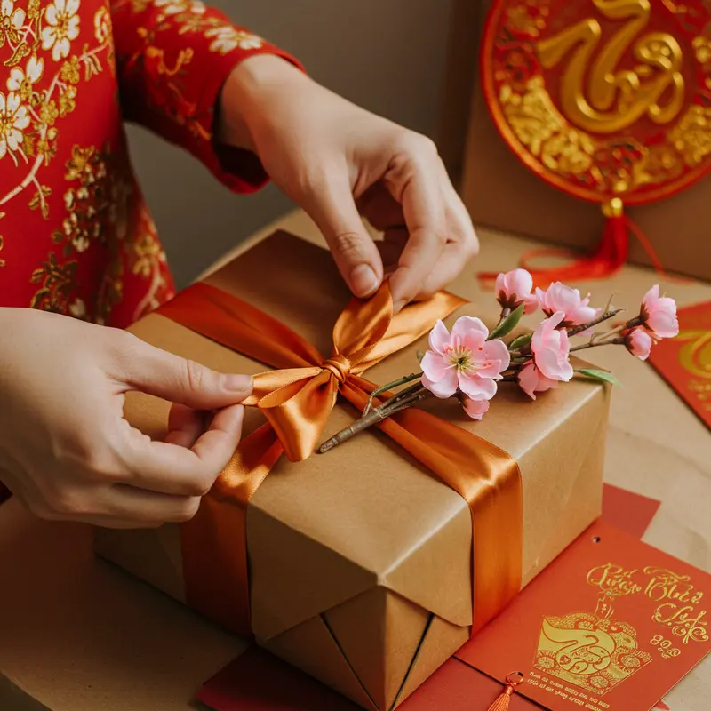 Vật liệu cơ bản cho trang trí hộp quà Tết dễ tìm, dễ sử dụng.