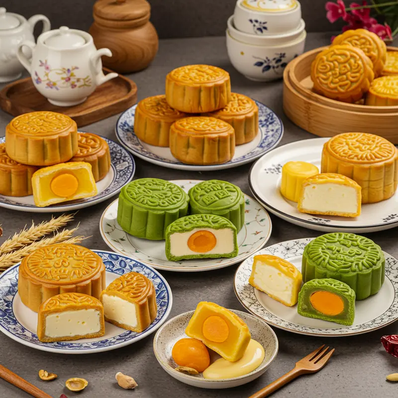 Bánh trung thu nhân phô mai với lớp nhân béo mịn hấp dẫn.