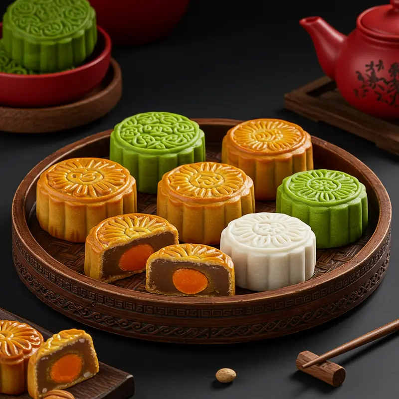 Gia đình ba thế hệ bàn luận lựa chọn bánh trung thu phù hợp.