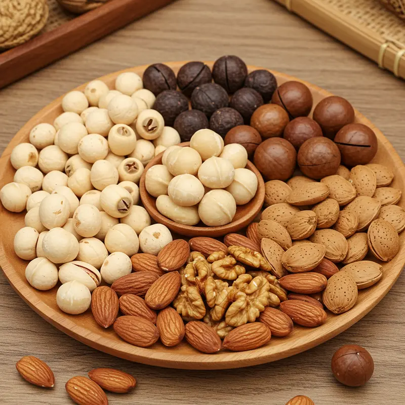 Hạt điều rang giòn tạo hương vị bùi ngậy cho bánh Trung Thu thập cẩm.