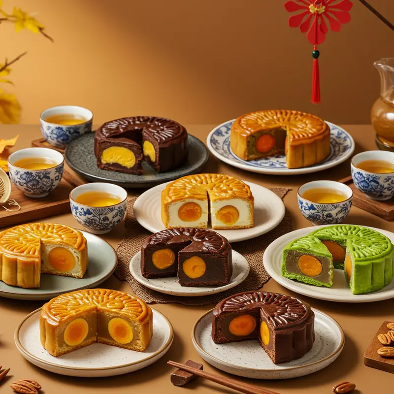 Sắc màu đa dạng của các loại nhân bánh trung thu truyền thống và hiện đại.