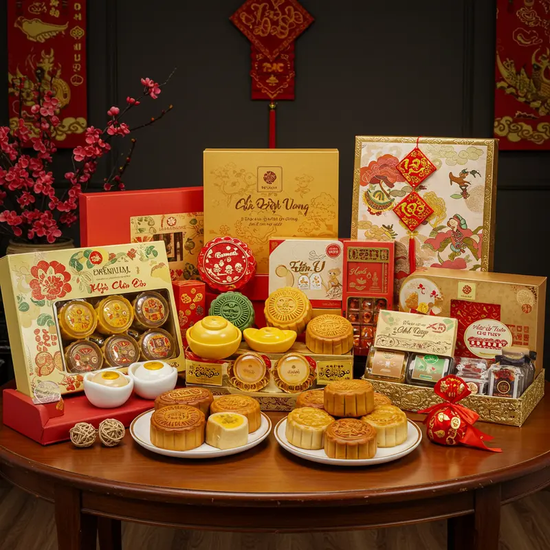 Mọi người cùng tụ họp trao quà trong không khí cuối năm ấm áp tại doanh nghiệp.