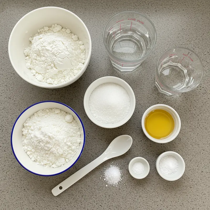 Nguyên liệu chuẩn bị làm vỏ bánh mochi dẻo dai.