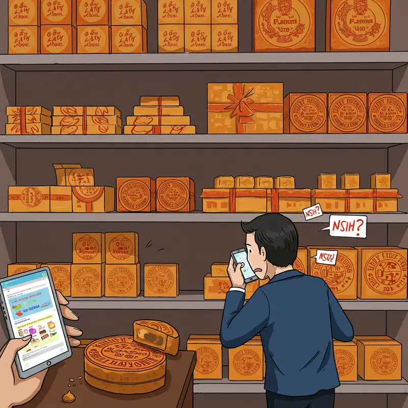 Bánh trung thu đẹp mắt trong hộp sang trọng tại văn phòng doanh nghiệp.