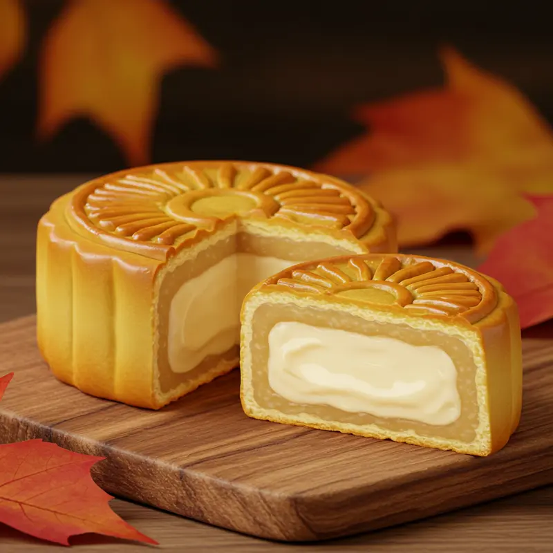 Gia đình truyền thống bên bàn bánh Trung Thu cổ điển