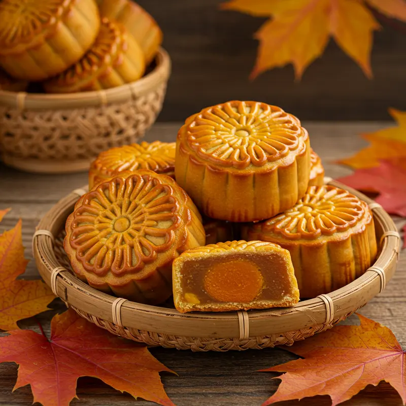 Chọn bánh Trung Thu tươi ngon với vỏ vàng đều và nhân đầy đặn