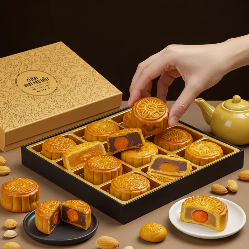 Bánh Trung Thu mini đủ kiểu dáng trong hộp quà sang trọng, tạo cảm giác sum vầy.