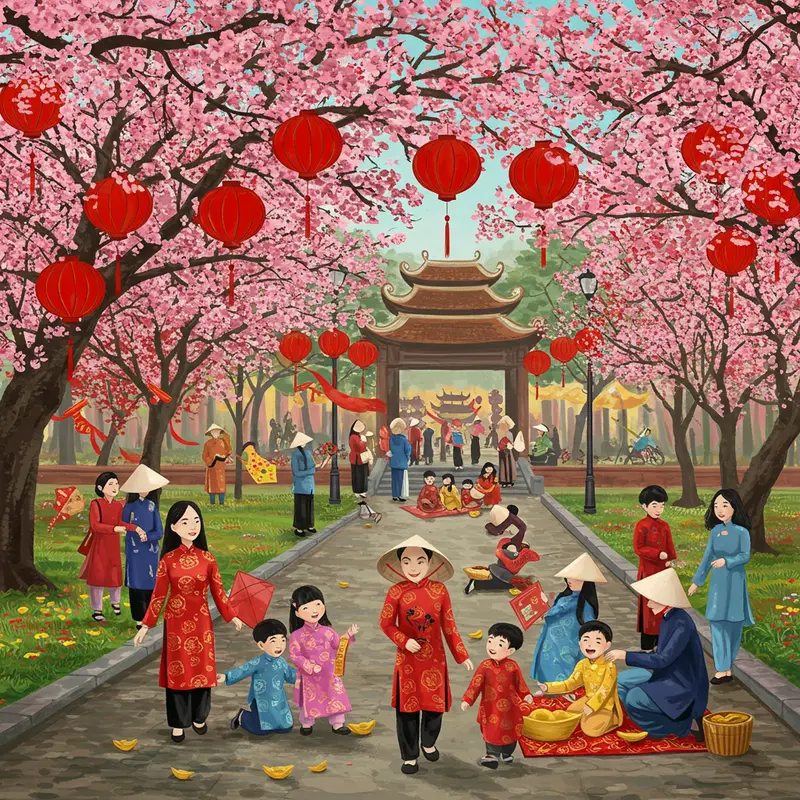 Gia đình Việt sum họp gói bánh chưng và trang trí nhà cửa đón Tết.