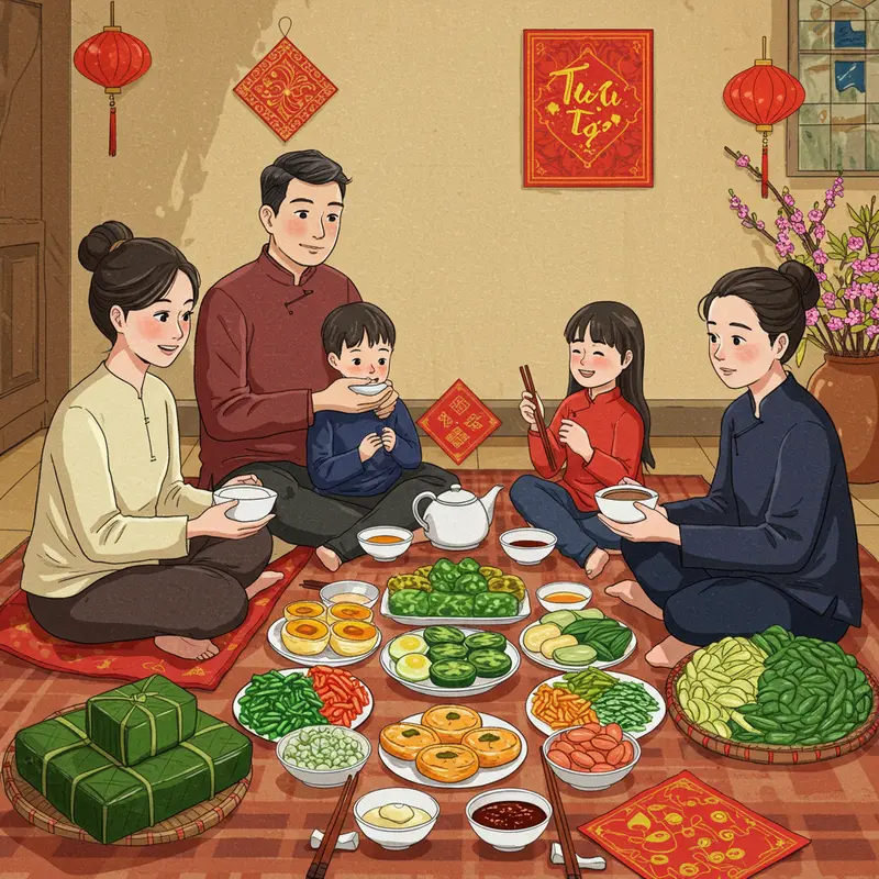 Bữa cơm chay quây quần gia đình ngày Tết