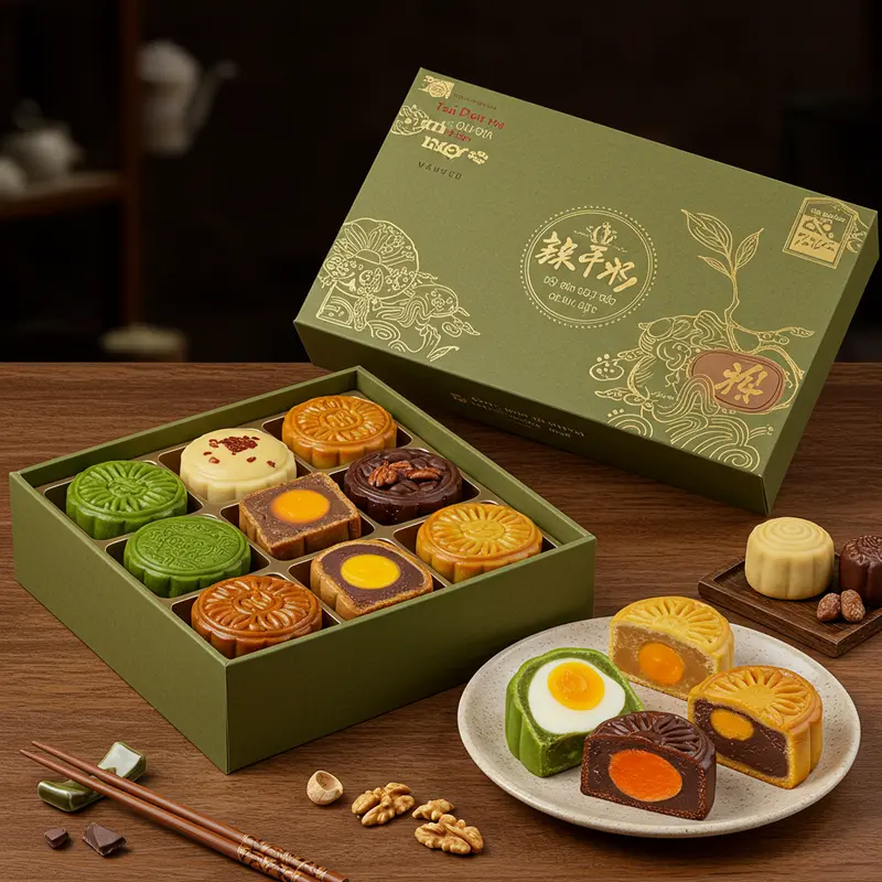 Bánh Trung Thu handmade được chế biến tỉ mỉ từ nguyên liệu thượng hạng.