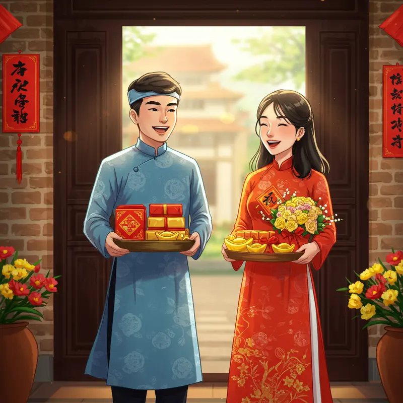 Tinh thần sum họp và nồng ấm khi đón người xông đất đầu năm.