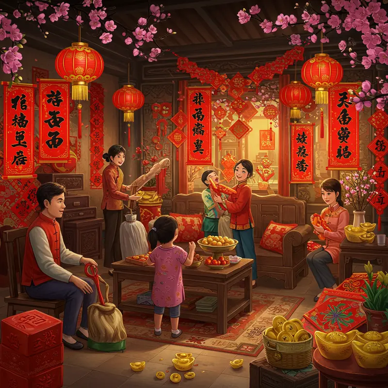 Gia đình người Hoa dọn dẹp và trang trí nhà cửa chuẩn bị đón Xuân Tiết.