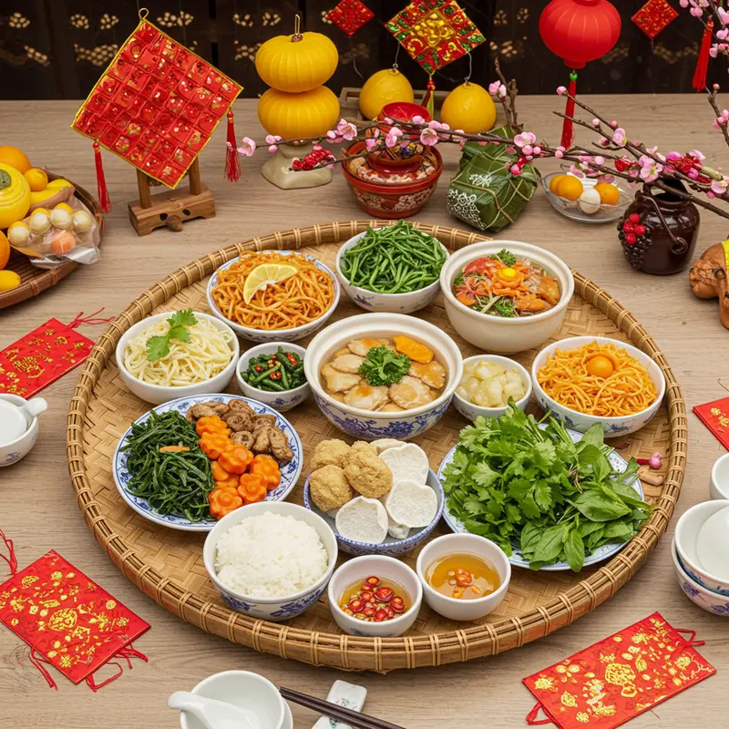 Bữa cơm chay quây quần gia đình ngày Tết