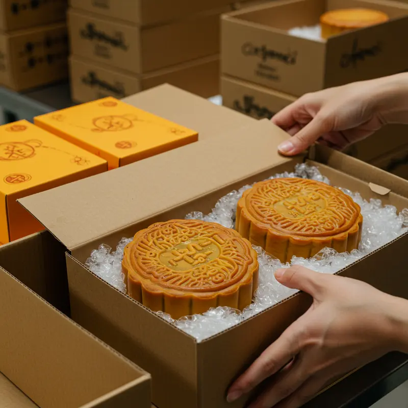 Nhân viên giao bánh Trung thu trao quà tận nhà trong không khí sum vầy.