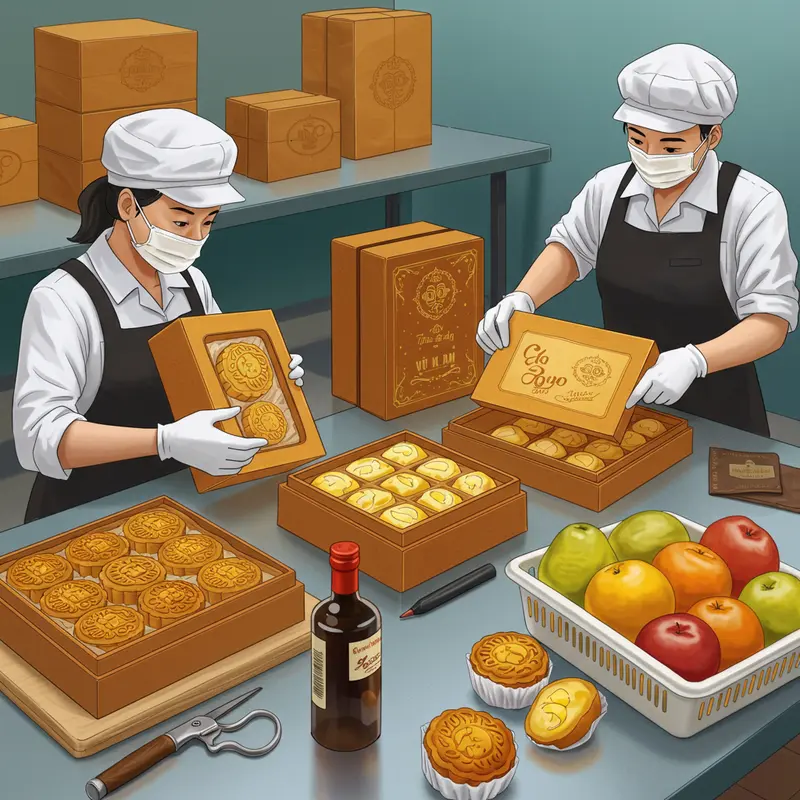 Hộp quà Trung thu cao cấp kết hợp truyền thống và hiện đại.