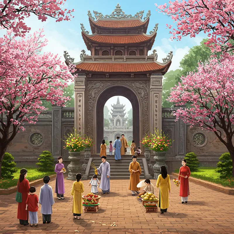 Nét đẹp truyền thống du xuân tâm linh trong không khí mùa xuân.