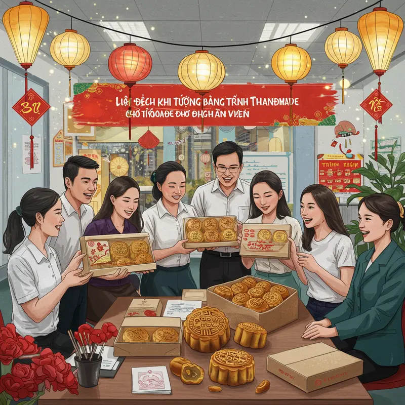 Bánh trung thu handmade đa sắc, thể hiện sự tỉ mỉ và sáng tạo.