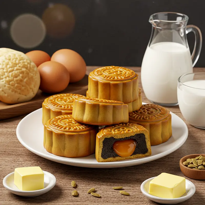 Bánh trung thu lava custard hiện đại với nhân kem trứng chảy.