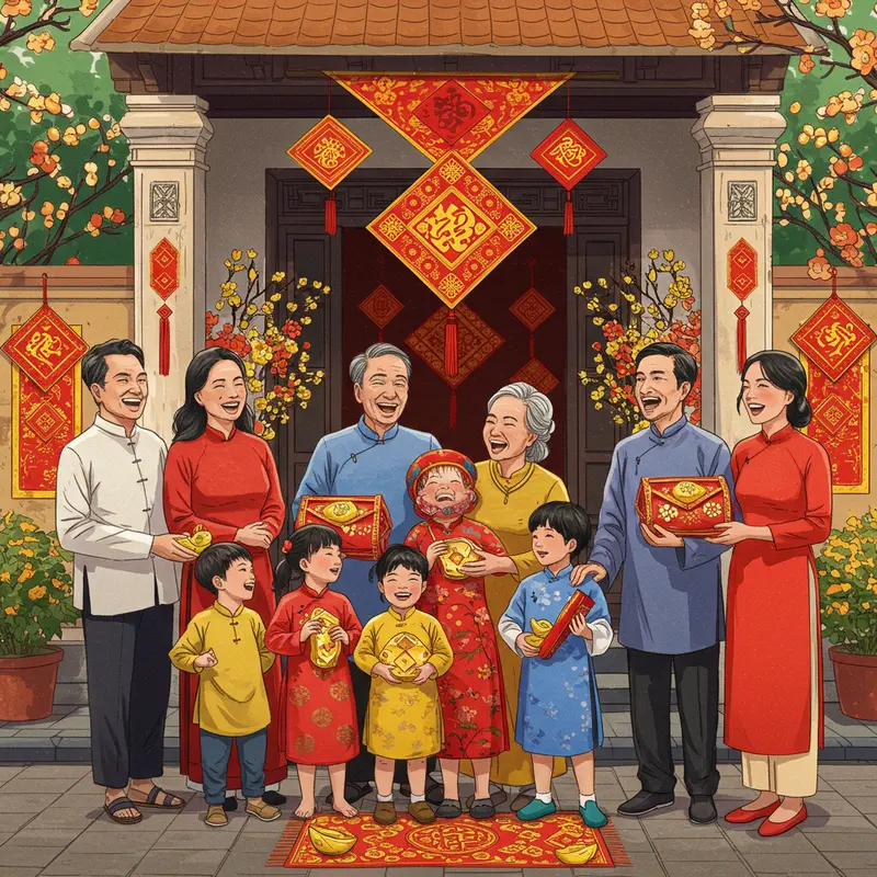 Cây nêu truyền thống dựng ở cổng làng dịp Tết.