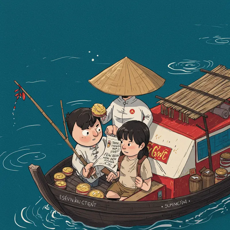 Một gia đình sum vầy, người lớn suy tư về việc chi tiêu Tết.