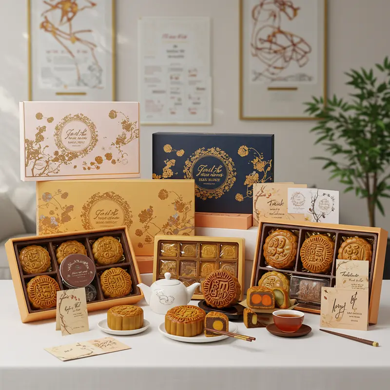 Tập thể nhân viên quây quần thưởng thức hộp bánh Trung Thu trong không khí thân thiện.