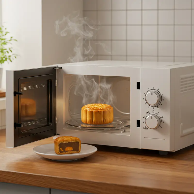 Cận cảnh bánh Trung Thu lava với phần nhân tan chảy vàng óng quyến rũ.