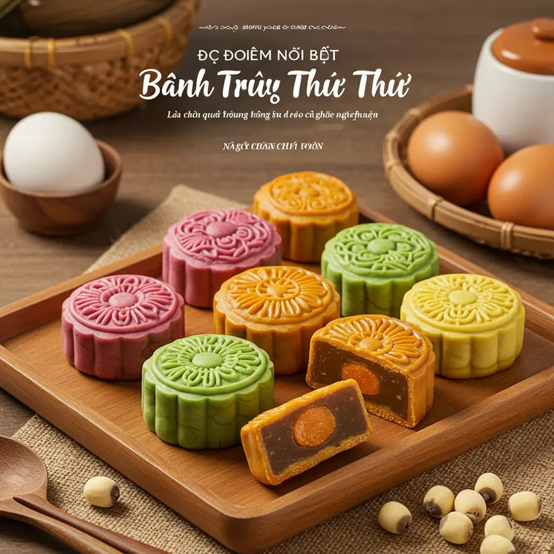 Bánh trung thu handmade đa sắc, thể hiện sự tỉ mỉ và sáng tạo.