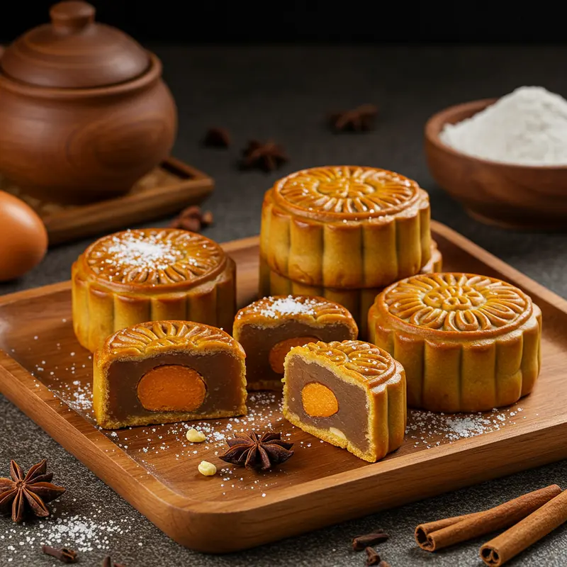 Bánh Trung Thu handmade có ngoại hình, màu sắc và mùi vị đặc trưng với nguyên liệu tươi mới.