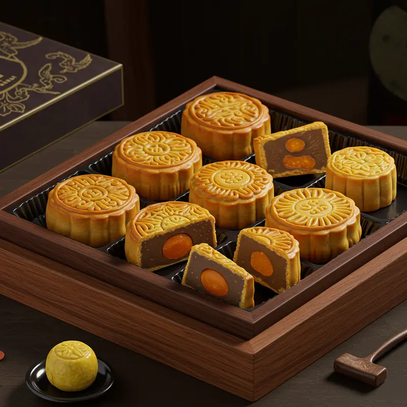 Các loại bánh Trung Thu cao cấp với nhân đa dạng và vỏ bánh tinh tế.