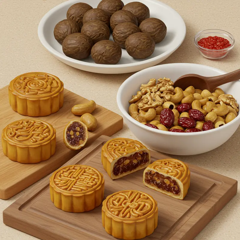 Bánh Trung Thu truyền thống với nhân thập cẩm đa dạng.