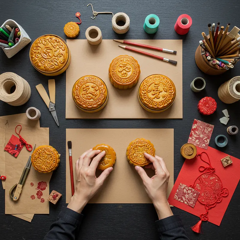 Hộp bánh Trung Thu được thiết kế cá nhân sáng tạo, mang dấu ấn riêng.