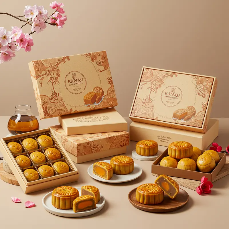 Hình ảnh bánh trung thu truyền thống và bánh mini đặt cạnh nhau, làm nổi bật sự khác biệt về kích thước và hoa văn.