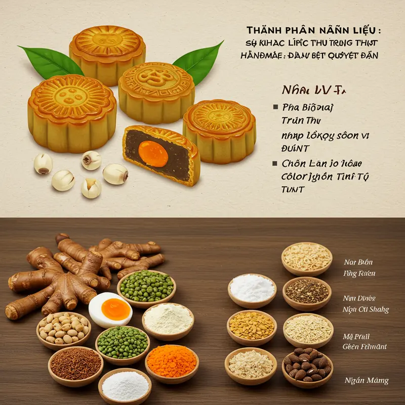 Bánh Trung Thu handmade có ngoại hình, màu sắc và mùi vị đặc trưng với nguyên liệu tươi mới.