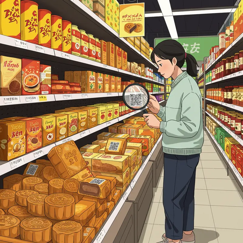 So sánh vỏ bánh Trung Thu tươi ngon và bánh có dấu hiệu mốc, đổi màu.