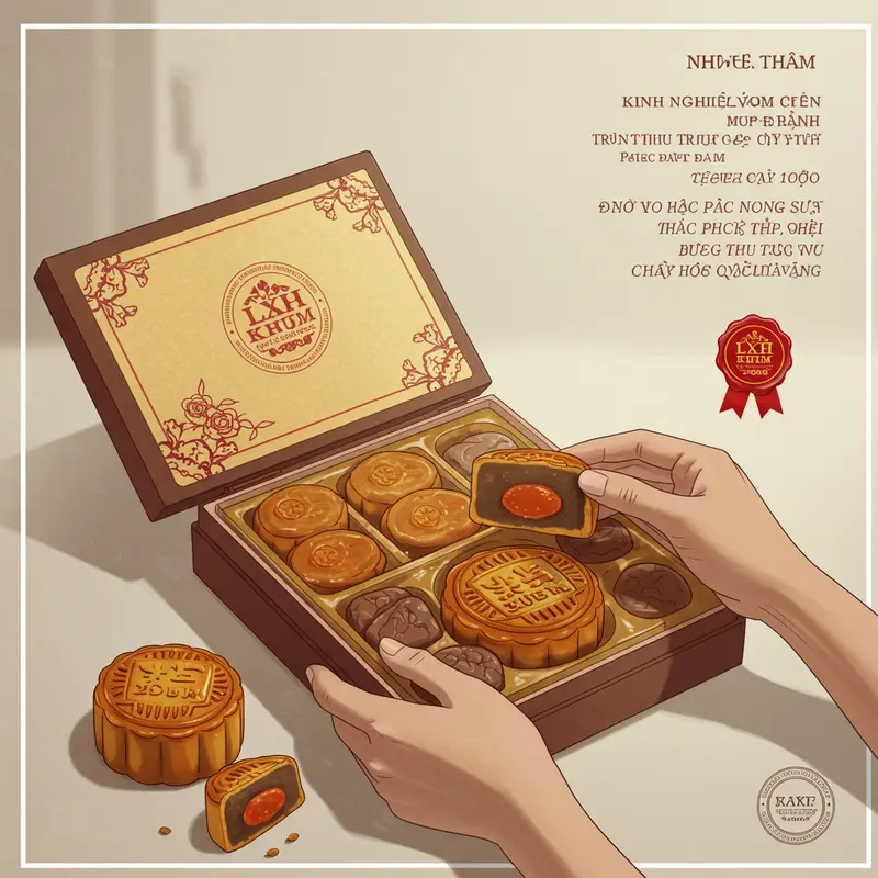 Hộp bánh Trung Thu cao cấp với thiết kế tinh xảo và nguyên liệu sang trọng.