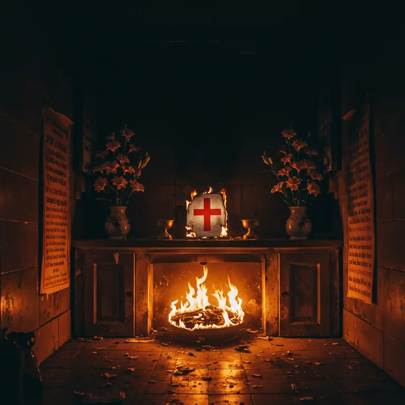 Mâm cúng và bàn thờ Ông Công Ông Táo trang trọng trong bếp Việt Nam.