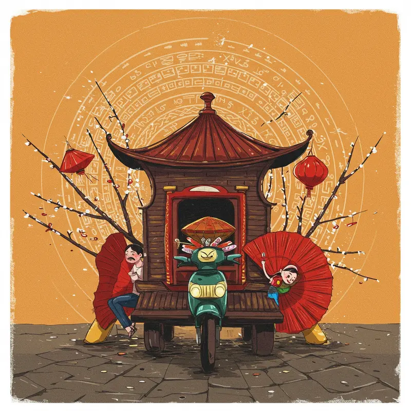 Một gia đình sum vầy, người lớn suy tư về việc chi tiêu Tết.