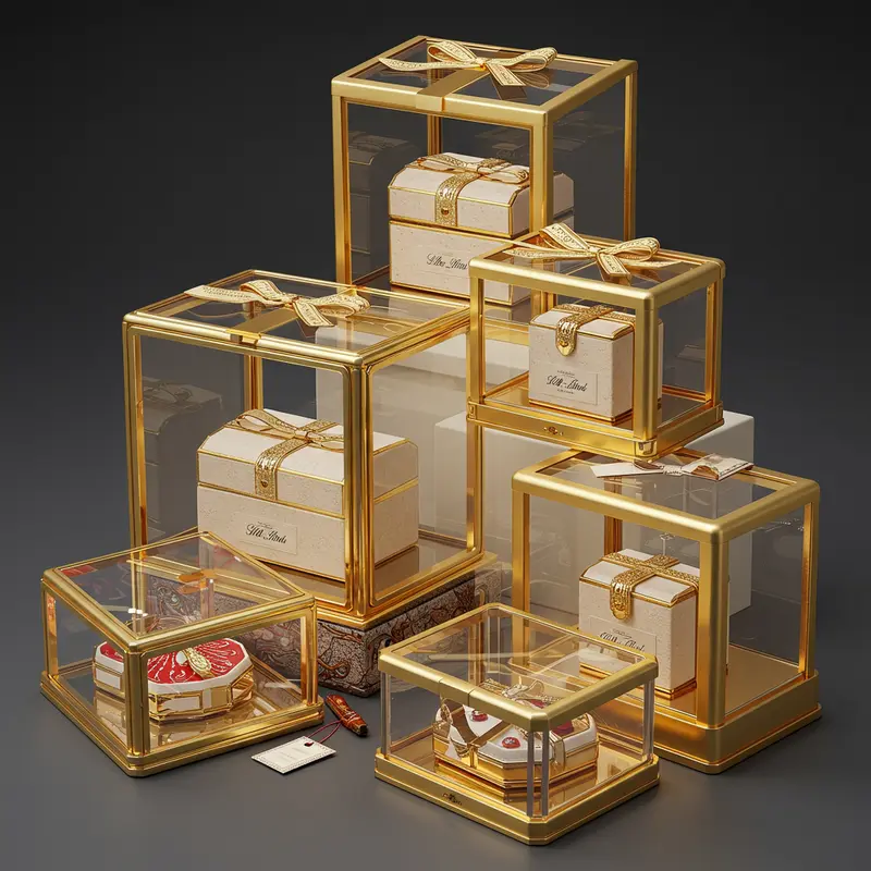 Hộp quà sử dụng giấy mỹ thuật dập vân và ép kim tạo vẻ ngoài sang trọng.