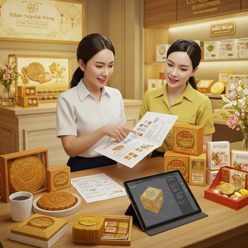 Hộp bánh Trung Thu được thiết kế cá nhân sáng tạo, mang dấu ấn riêng.