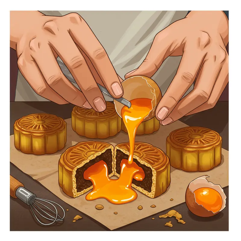 Gia đình quây quần bên những chiếc bánh trung thu truyền thống trong không gian rực rỡ ánh đèn lồng.