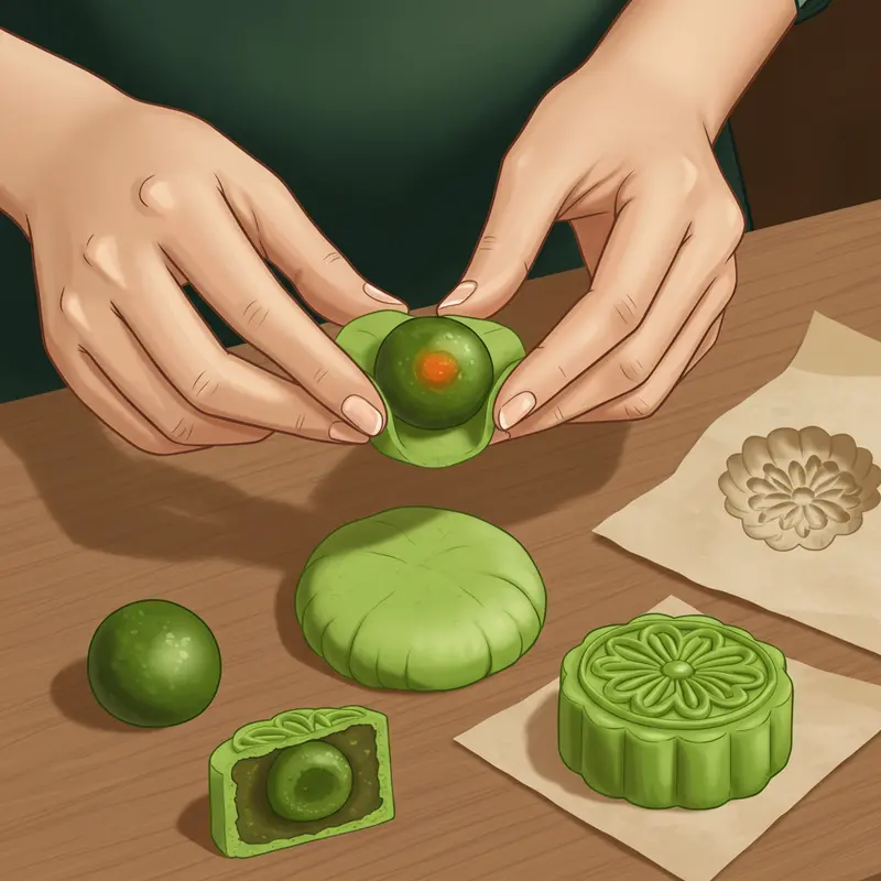 Bánh trung thu lava trà xanh với lớp nhân tan chảy độc đáo và lớp vỏ mềm mịn.