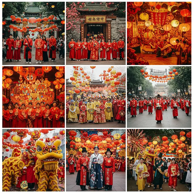 Gia đình sum họp bên mâm cỗ Tết truyền thống Việt Nam.